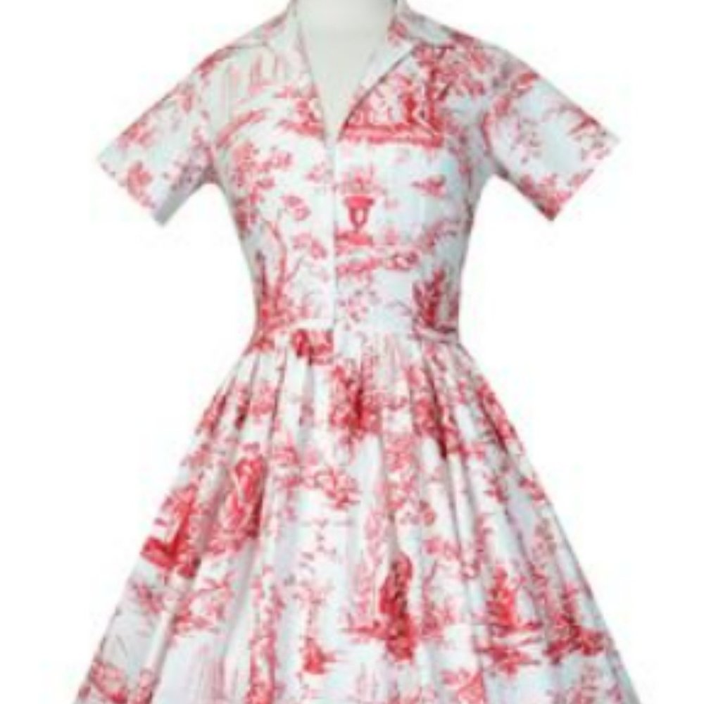 Brand New Bernie Dexter Red Toile Drive In Dress - Size 1X, Cotton w/ Pockets